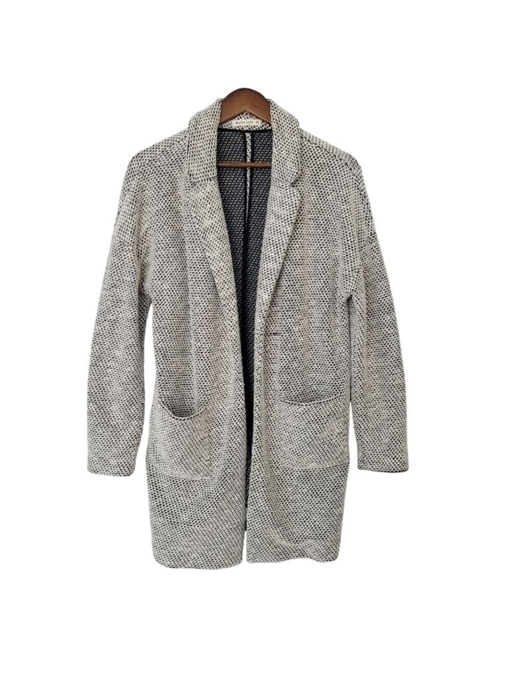 Marine Layer Knit Open Front Cardigan Coat Womens Size M Black & White